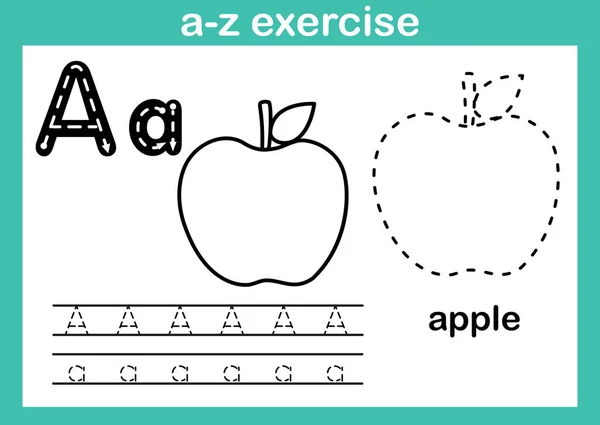 Alphabet Übung Mit Cartoon Vokabular Für Malbuch Illustrationen Vektor — Stockvektor