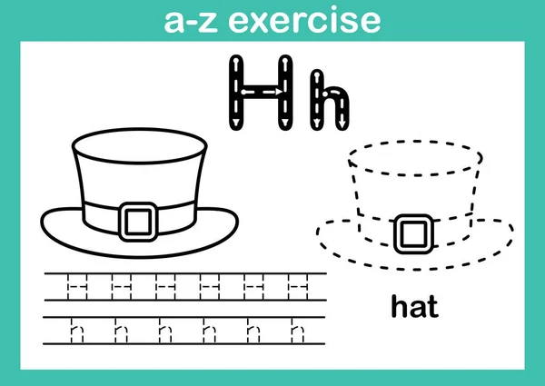 Alfabeto Ejercicio Con Vocabulario Dibujos Animados Para Colorear Libro Ilustración — Vector de stock