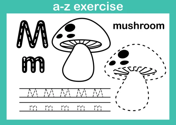 Alfabeto Ejercicio Con Vocabulario Dibujos Animados Para Colorear Libro Ilustración — Archivo Imágenes Vectoriales