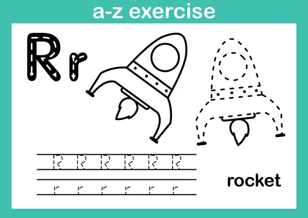 Alfabeto Ejercicio Con Vocabulario Dibujos Animados Para Colorear Libro Ilustración — Archivo Imágenes Vectoriales