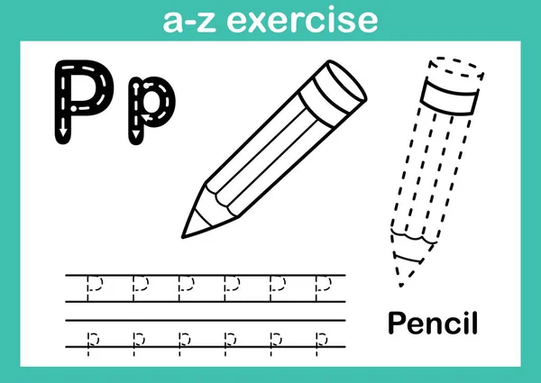 Alfabet Oefening Met Cartoon Lexicon Voor Kleuren Boekillustratie Vector — Stockvector