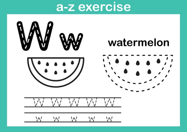 Exercício Alfabeto Com Vocabulário Dos Desenhos Animados Para Colorir Ilustração — Vetor de Stock