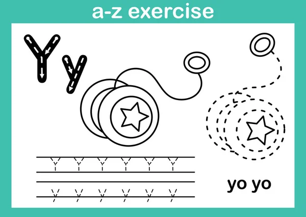 Exercício Alfabeto Com Vocabulário Dos Desenhos Animados Para Colorir Ilustração — Vetor de Stock