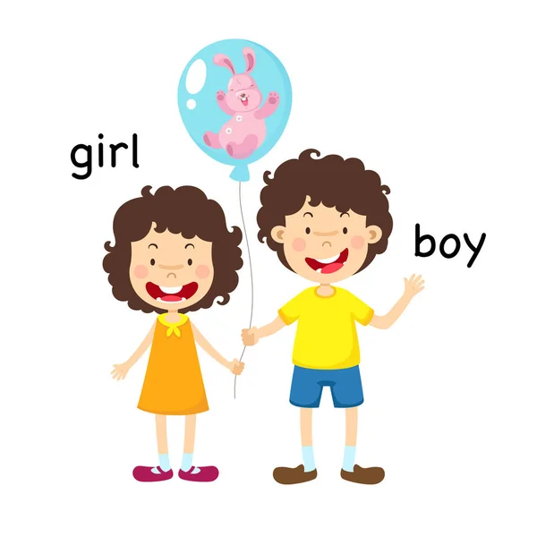 反対の男の子と女の子のベクトル図 — ストックベクタ