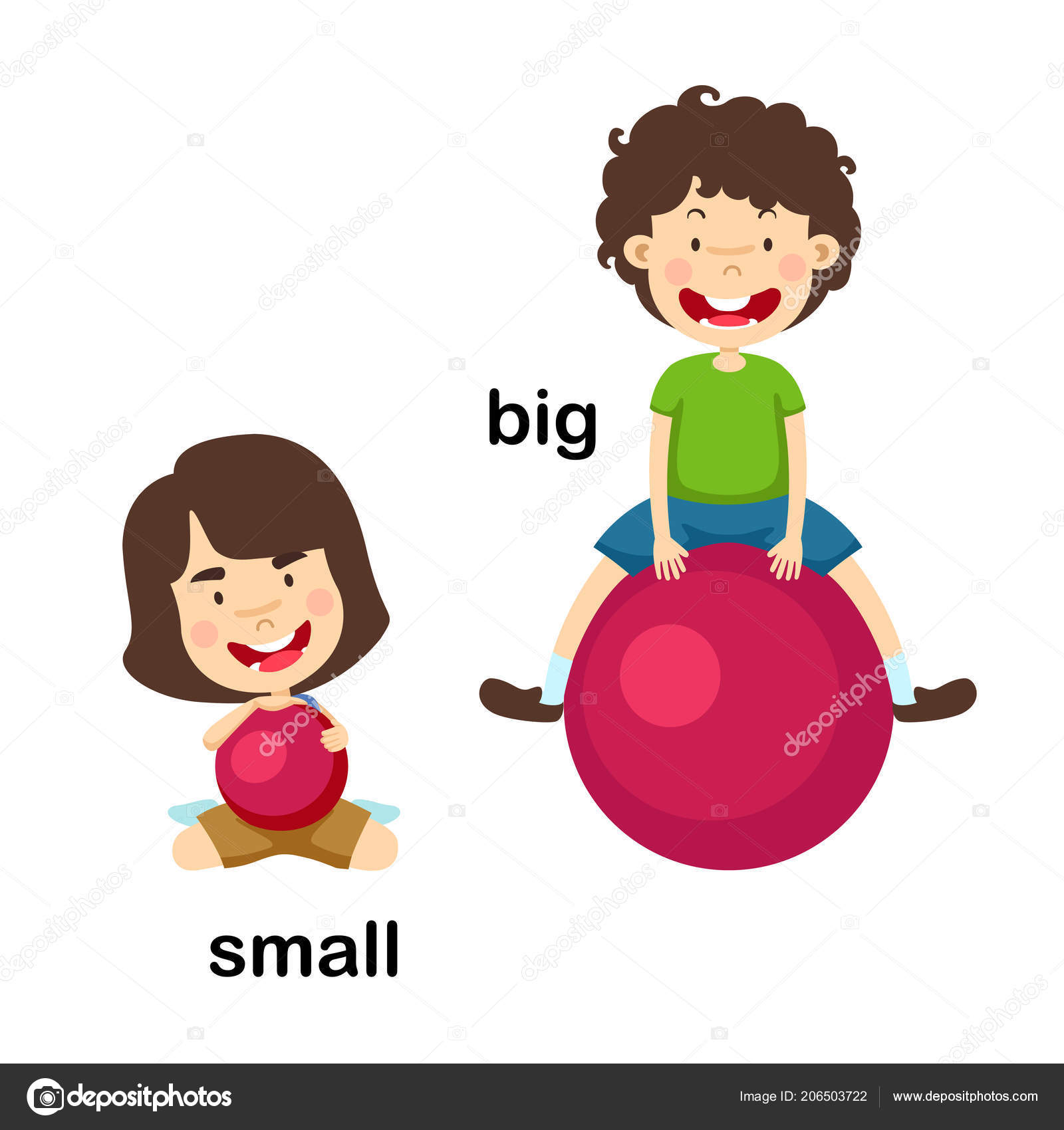 Opposite English Words Big Small Vector Stock Vector (Royalty Free