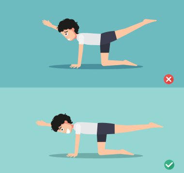 adam yanlış ve sağ sunbird poz, vektör çizim