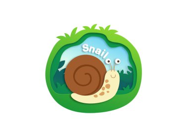 Alfabe harf S-snail, kavram vektör çizim kağıt kesme