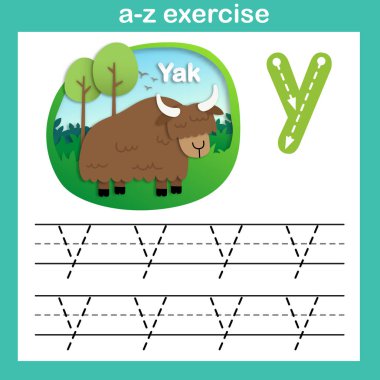 Alfabe harf Y-yak egzersiz, kavram vektör çizim kağıt kesme