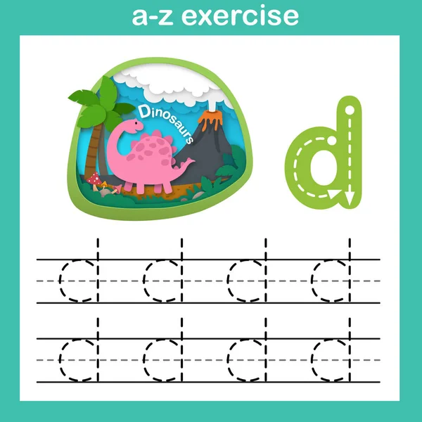 アルファベット文字 恐竜運動紙カット概念ベクトル図 — ストックベクタ