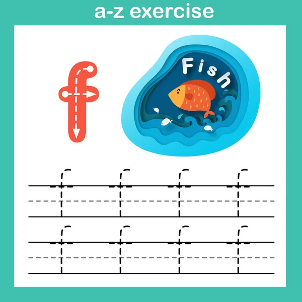 알파벳 물고기 일러스트 — 스톡 벡터