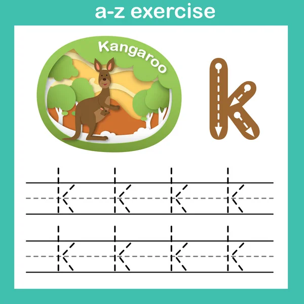Letra Del Alfabeto Ejercicio Canguro Ilustración Vectores Concepto Corte Papel — Archivo Imágenes Vectoriales