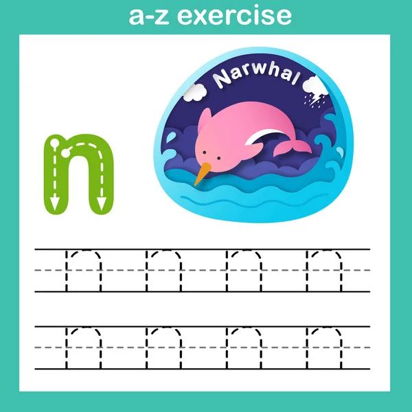 字母字母 独角鲸运动 剪纸概念向量例证 — 图库矢量图片