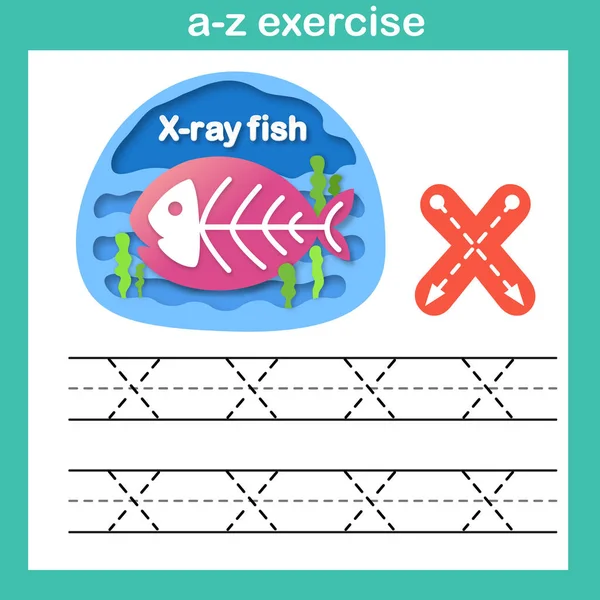 Letra Del Alfabeto Ejercicio Peces Rayos Ilustración Vectores Concepto Corte — Archivo Imágenes Vectoriales