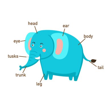 Body.vector bir fil kelime parçası çizimi