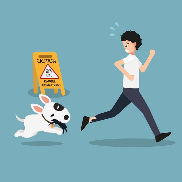 Peligro Perros Guardianes Precaución Sign Illustration Vector — Vector de stock