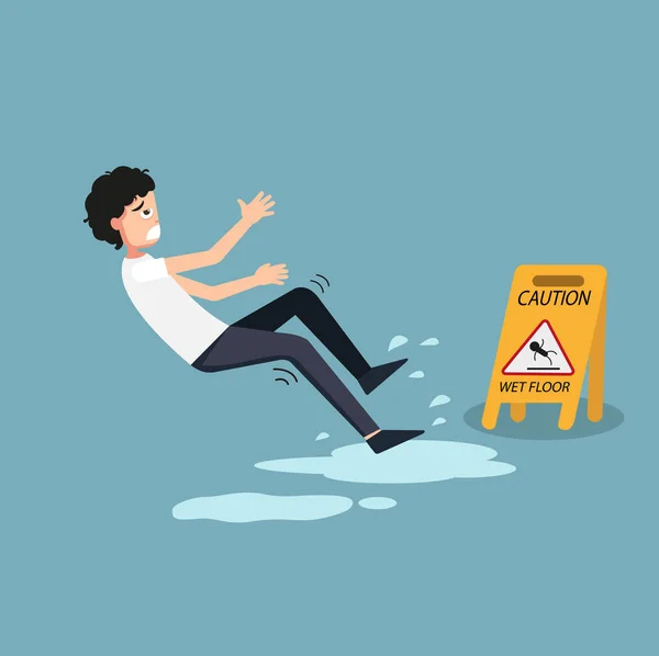 分離水濡れ注意のサインのイラスト スリップの危険性 — ストックベクタ