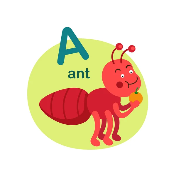 Illustration Isolated Alphabet Letter Ant Vector Illustration — Stock Vector