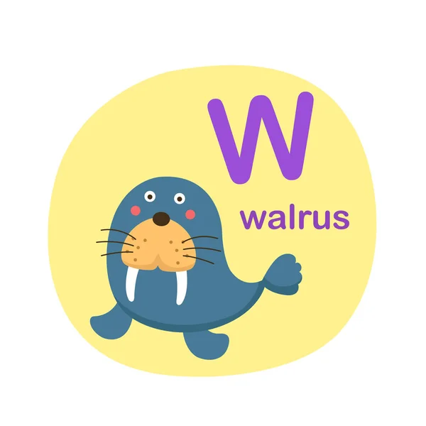 Ilustração Alfabeto Isolado Letra Walrus Vetor Ilustração — Vetor de Stock