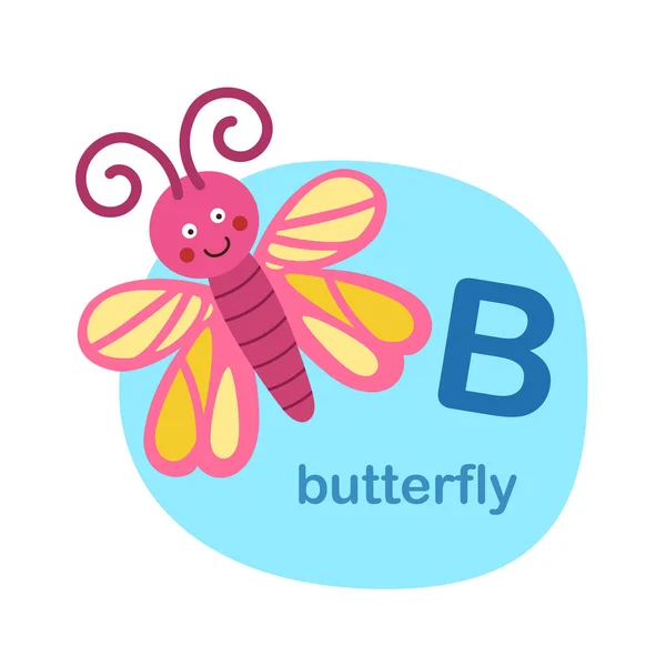 Illustration Isolated Alphabet Letter Butterfly Vector Illustration — Stock Vector