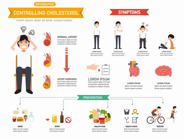 콜레스테롤 Infographics Vector — 스톡 벡터