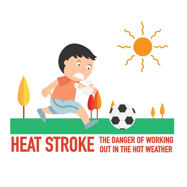 Heat Stroke Dangers Working Out Hot Weather Vector Illustration — стоковый вектор