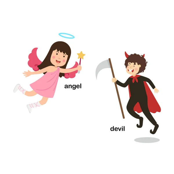 Words Devil Angel Vector Illustration — Stock Vector