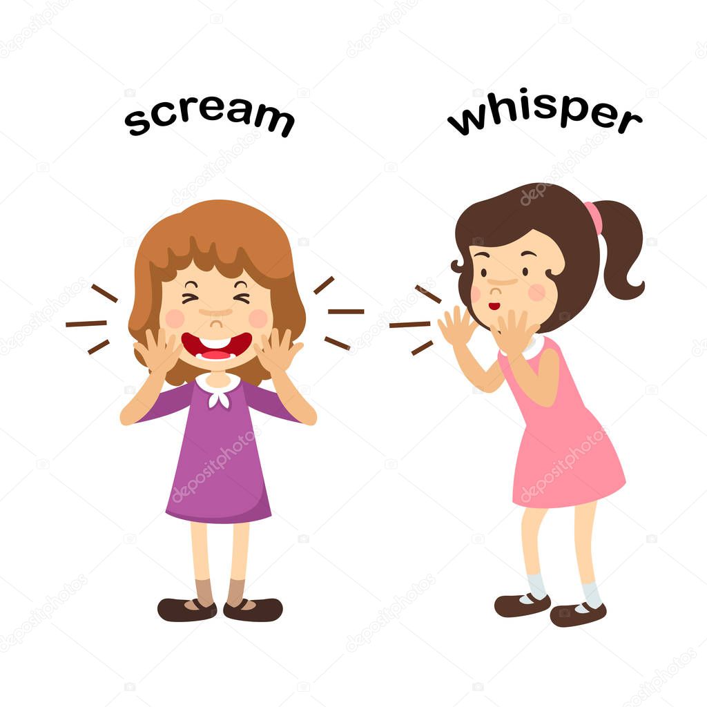 Opposite whisper and scream vector illustration