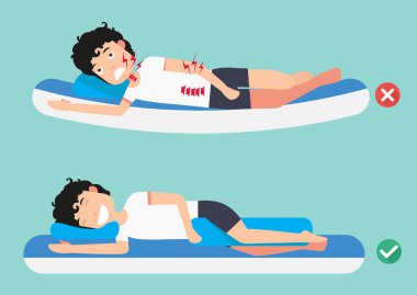 En iyi ve en kötü pozisyonlar, illüstrasyon, uyumak için vektör