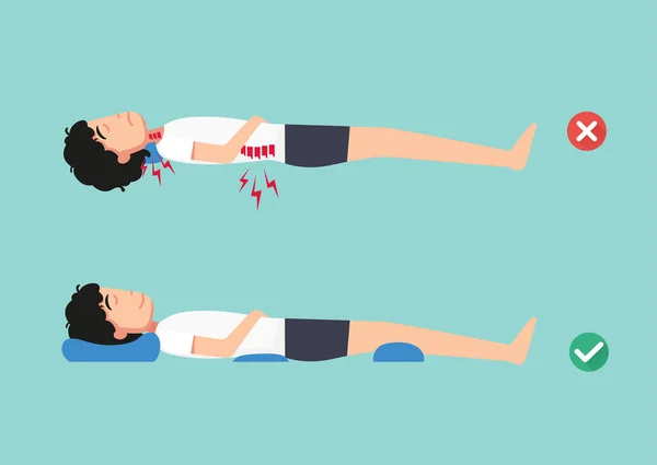 Orthopedic Pillows Comfortable Sleep Healthy Posture Best Worst Positions Sleeping — Stock Vector