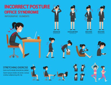 Office Sendromu Infographic, vektör çizim