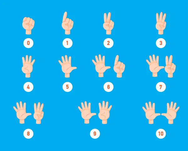 手计数. 手指和数字, 例证向量 — 图库矢量图片