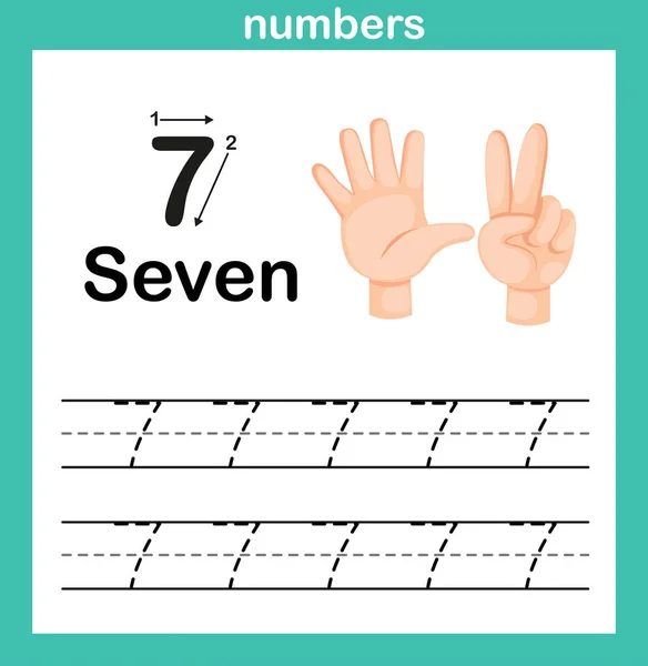 Ruka.finger a číslo, Počet cvičení ilustrační vektor — Stockový vektor