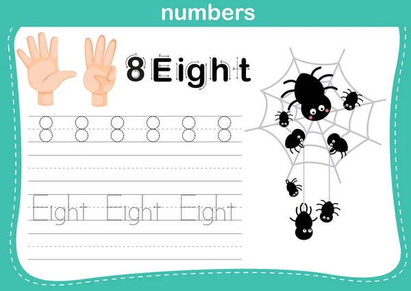 Mano count.finger y número, Número ejercicio ilustración vector — Archivo Imágenes Vectoriales