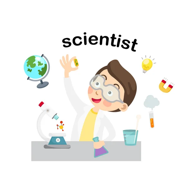 Profesión scientist.vector ilustración . — Archivo Imágenes Vectoriales