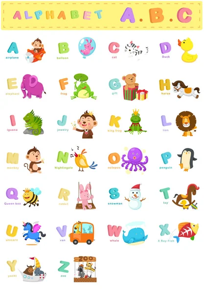 Illustration de l'alphabet animal lettre a-z — Image vectorielle