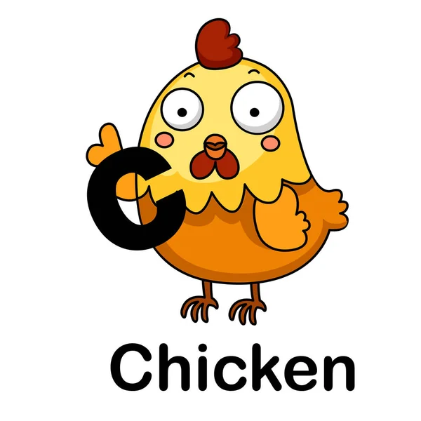 Alphabet Letter c-chicken vector illustration — Stock Vector
