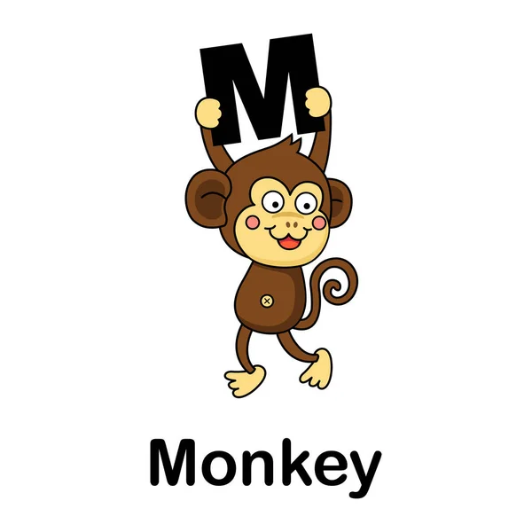 Alphabet Letter m-monkey vector illustration — Stock Vector