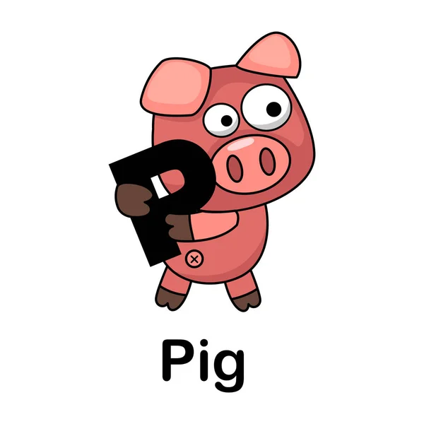 Alphabet Buchstabe p-Pig Vektorillustration — Stockvektor