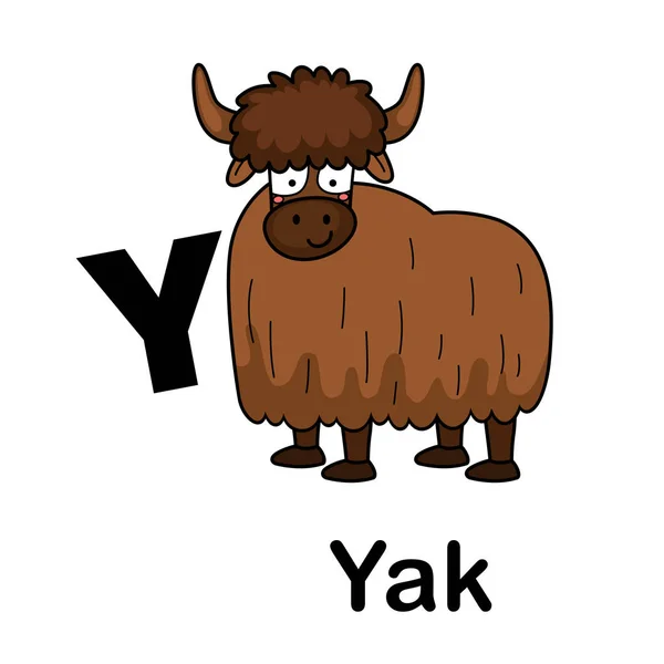 Alphabet Buchstabe y-yak Vektorillustration — Stockvektor