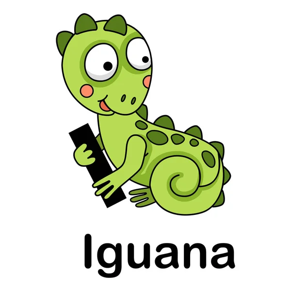Letra del alfabeto i-iguana vector ilustración — Vector de stock