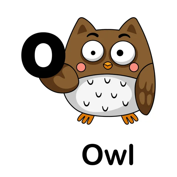 Alfabetet bokstaven o-Owl vektor illustration — Stock vektor