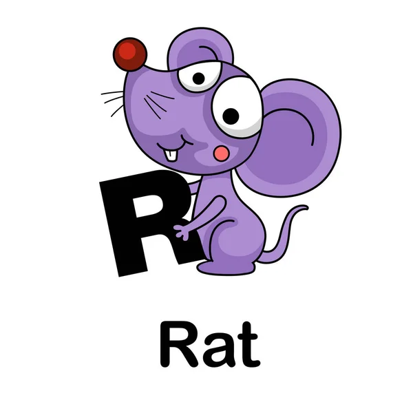 Алфавитная векторная иллюстрация буквы r-rat — стоковый вектор