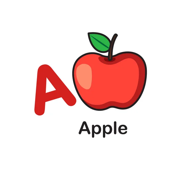Alfabet litera A-Apple wektor ilustracji — Wektor stockowy