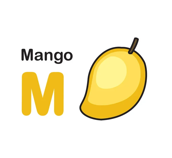 Letra del alfabeto M-mango vector ilustración — Archivo Imágenes Vectoriales