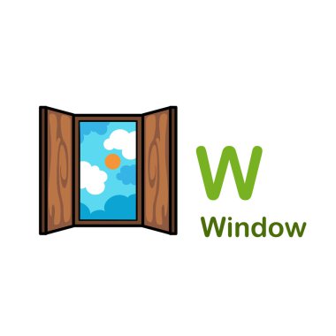 Alfabe Harfi W-Window vektör çizimi