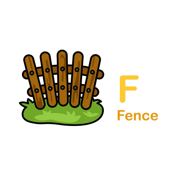 Алфавитная векторная иллюстрация буквы F-Fence — стоковый вектор