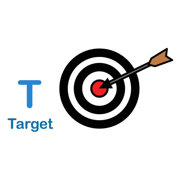 Alfabeto letra T-Target vetor ilustração — Vetor de Stock