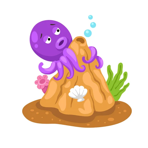 Illustrazione di calamari su sfondo bianco roccia vettore — Vettoriale Stock
