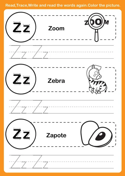 Alphabet A Z Exercise With Cartoon Vocabulary For Coloring Book Stock Vector Image By C Jehsomwang 67679235