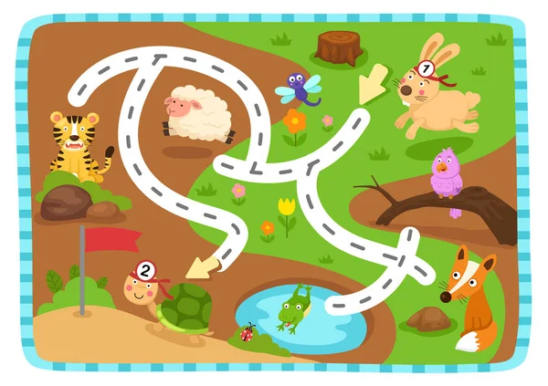Educational Maze Game Children Illustration — Stock Vector